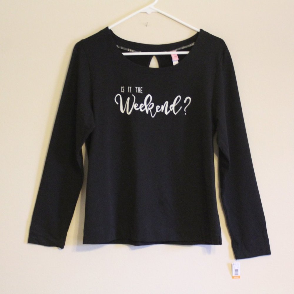 NWT HUE Is It The Weekend Pajama Top Sleep Shirt